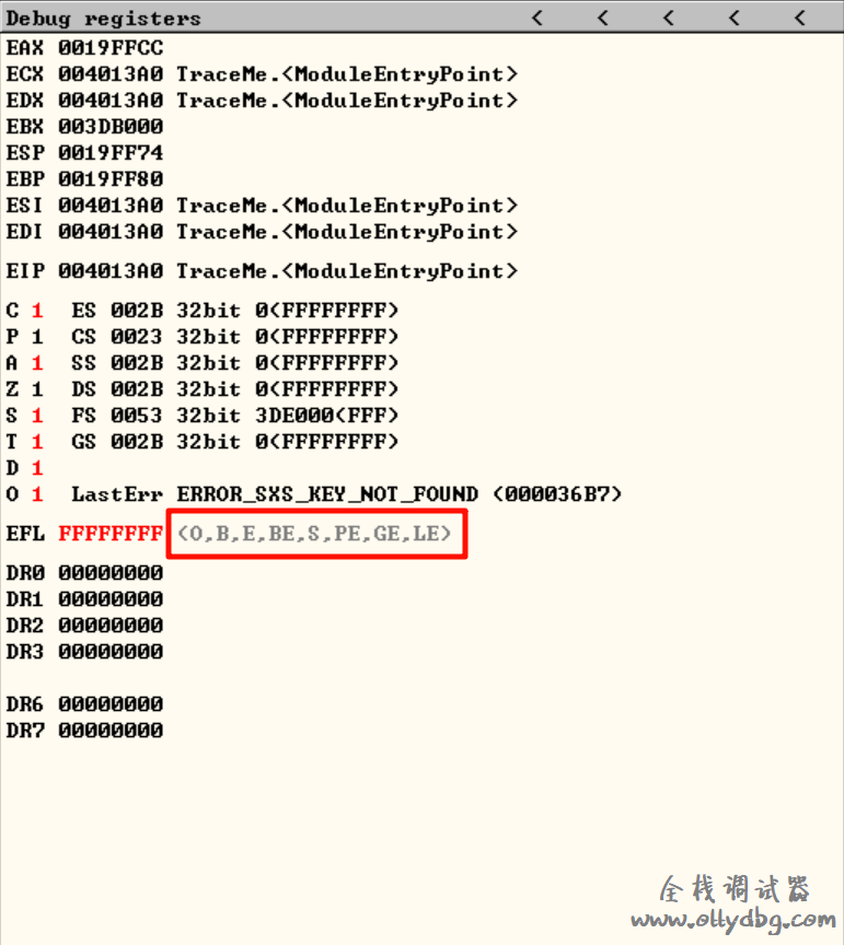 OllyDbg标志寄存器